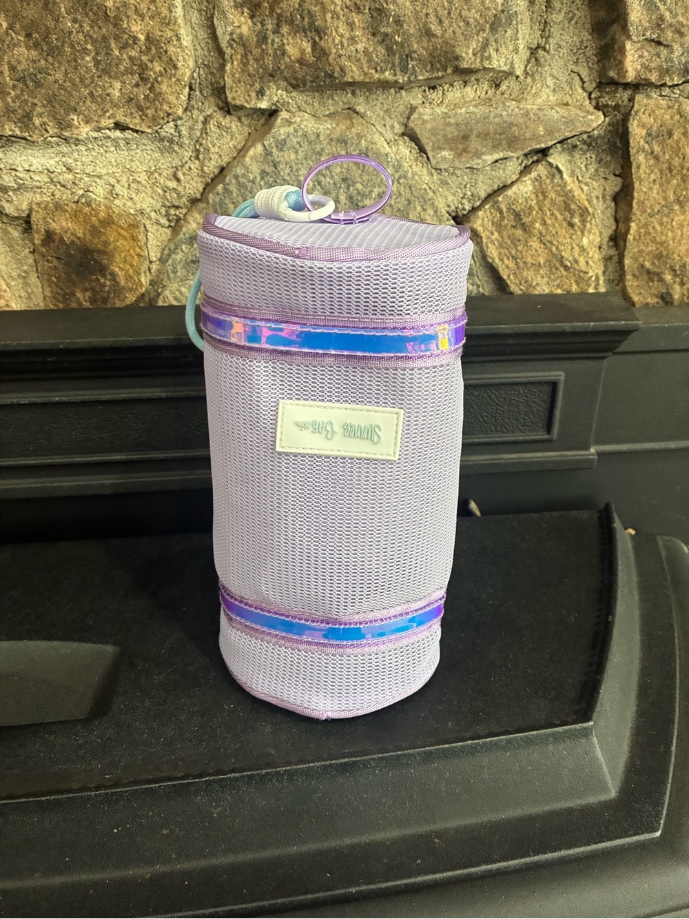 Sunnee Bae Skin Makeup Cosmetic Travel Barrel Mesh Bag Lilac Purple Brand New